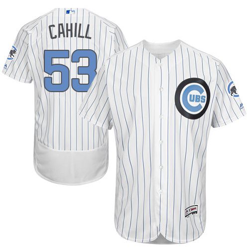 Cubs #53 Trevor Cahill White(Blue Strip) Flexbase Authentic Collection 2016 Father's Day Stitched MLB Jersey