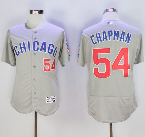 Cubs #54 Aroldis Chapman Grey Flexbase Authentic Collection Road Stitched MLB Jersey