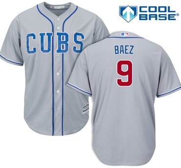 Chicago Cubs #9 Javier Baez Grey Alternate Road Cool Base Stitched Baseball Jersey