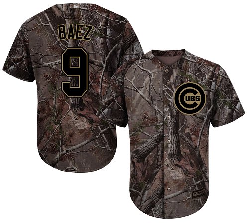 Cubs #9 Javier Baez Camo Realtree Collection Cool Base Stitched Baseball Jersey