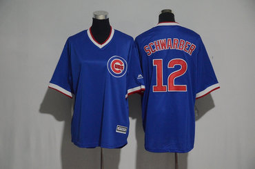 Cubs 12 Kyle Schwarber Blue Cooperstown Cool Base Jersey