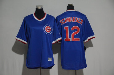 Cubs 12 Kyle Schwarber Blue Cooperstown Women Cool Base Jersey
