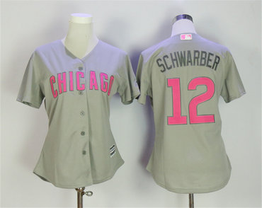Cubs 12 Kyle Schwarber Gray 2017 Mother's Day Women Cool Base Jersey