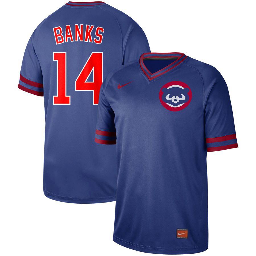 Cubs 14 Ernie Banks Blue Throwback Jersey
