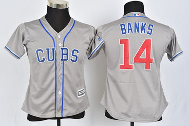 Cubs 14 Ernie Banks Grey Women Cool Base Jersey