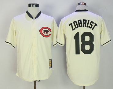 Cubs 18 Ben Zobrist Cream Throwback Jersey