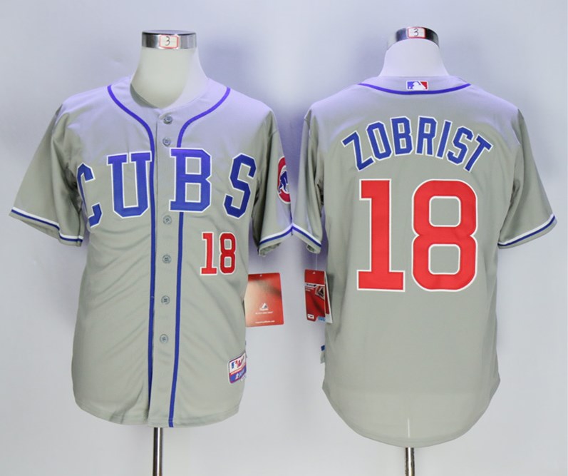 Cubs 18 Ben Zobrist Gray Cool Base Jersey