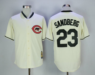 Cubs 23 Ryne Sandberg Cream Throwback Jersey