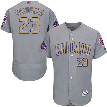 Cubs 23 Ryne Sandberg World Series Champions Gold Program Flexbase Jersey