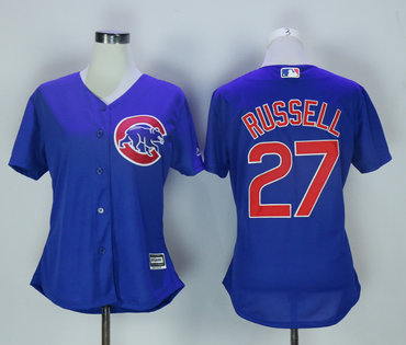 Cubs 27 Addison Russell Blue Women New Cool Base Jersey Cubs 27 Addison Russell Blue Women New Cool Base Jersey
