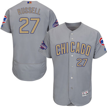 Cubs 27 Addison Russell World Series Champions Gold Program Flexbase Jersey