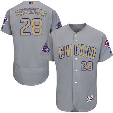 Cubs 28 Kyle Hendricks World Series Champions Gold Program Flexbase Jersey