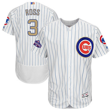 Cubs 3 David Ross White 2017 Gold Program Flexbase Jersey