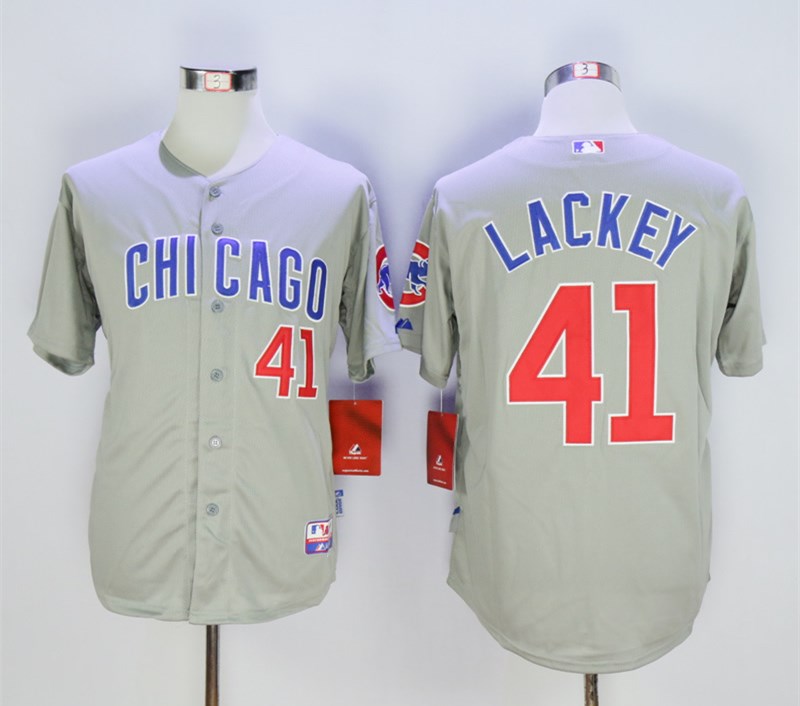 Cubs 41 John Lackey Gray Cool Base Jersey