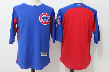 Cubs 44 Anthony Rizzo Blue Red Authentic Collection On-Field 3 4 Sleeve Batting Practice Jersey