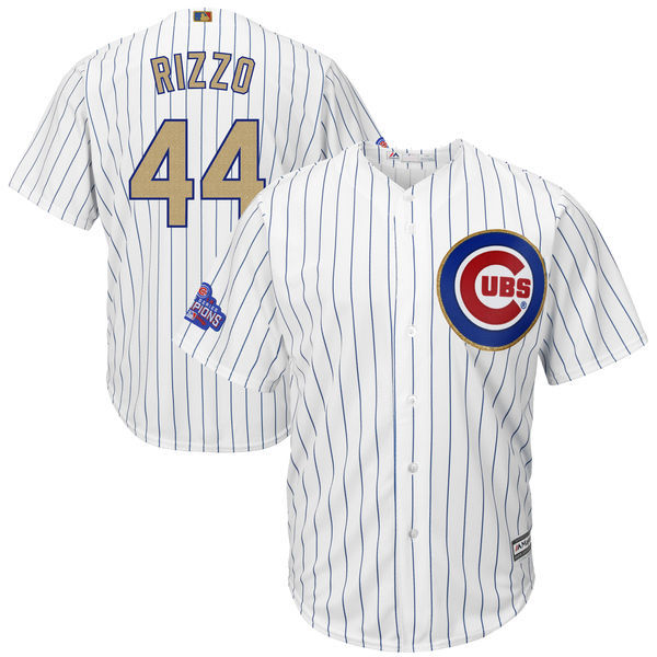 Cubs 44 Anthony Rizzo White World Series Champions Gold Program Cool Base Jersey