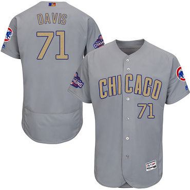 Cubs 71 Wade Davis World Series Champions Gold Program Flexbase Jersey