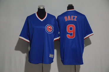 Cubs 9 Javier Baez Blue Cooperstown Cool Base Jersey