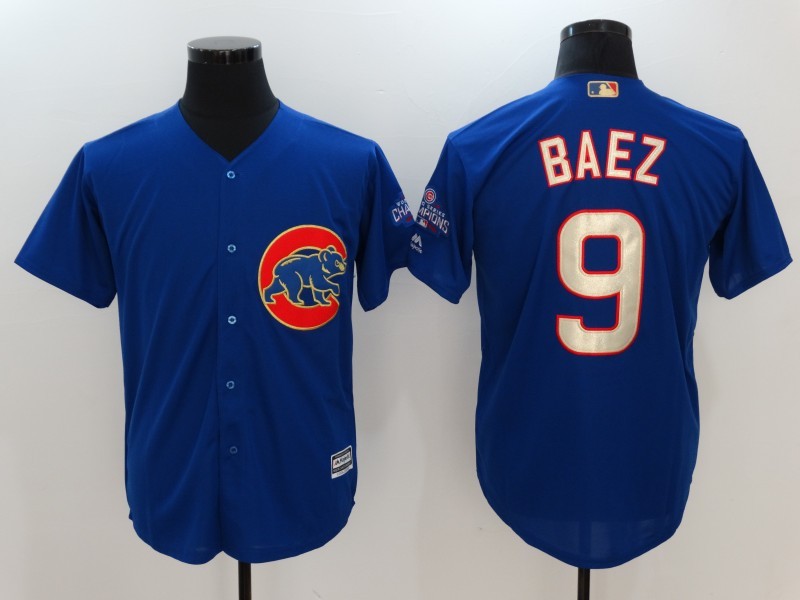Cubs 9 Javier Baez Blue World Series Champions Cool Base Jersey