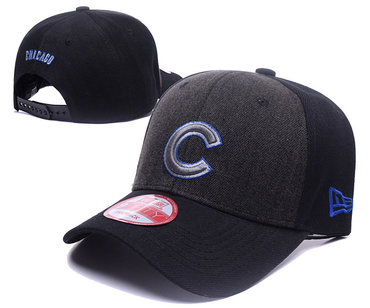 Cubs Black Team Logo Black Adjustable Hat DF