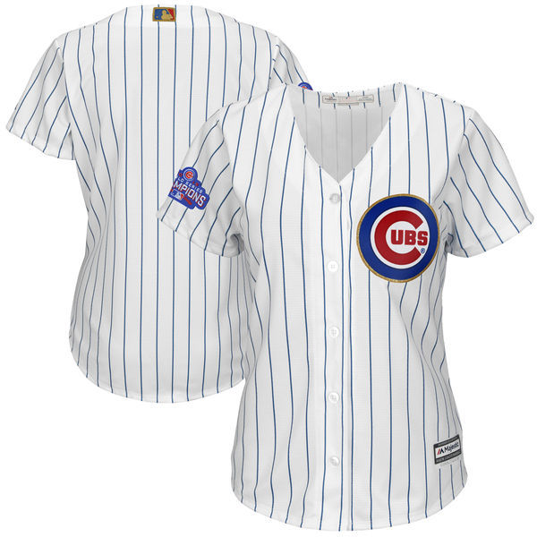 Cubs Blank White Women World Series Champions Gold Program Cool Base Jersey