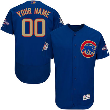 Cubs Blue World Series Champions Gold Program Flexbase Men's Customized Jersey Cubs Blue World Series Champions Gold Program Flexbase Men's Customized Jersey