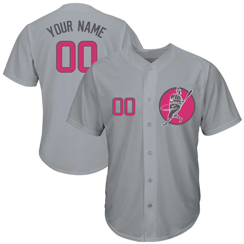 Cubs Gray Men's Customized Pink Logo New Design Jersey Cubs Gray Men's Customized Pink Logo New Design Jersey