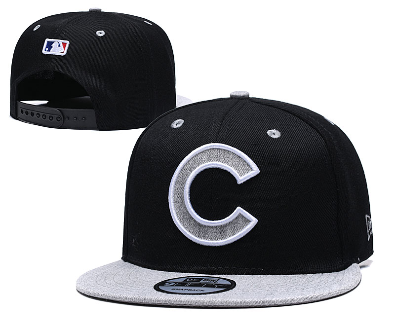 Cubs Team Logo Black Gray Adjustable Hat TX