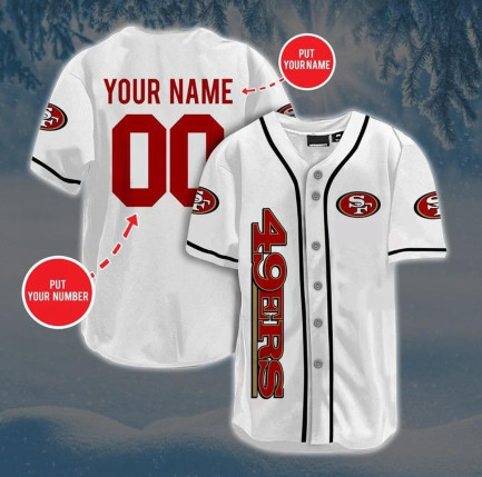 Custom 49ers White Baseball Jersey Custom 49ers White Baseball Jersey