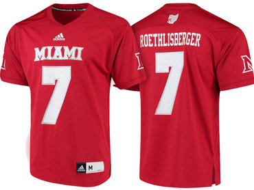 Custom Adidas Miami RedHawks #7 Ben Roethlisberger Red Jerseys