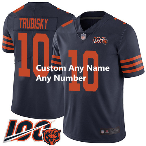 Custom Bears Navy Blue Alternate Men's Stitched Football 100th Season Vapor Limited Jersey