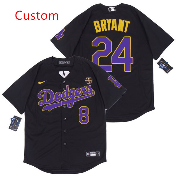 Custom Dodgers Black Purple Number Jersey Custom Dodgers Black Purple Number Jersey