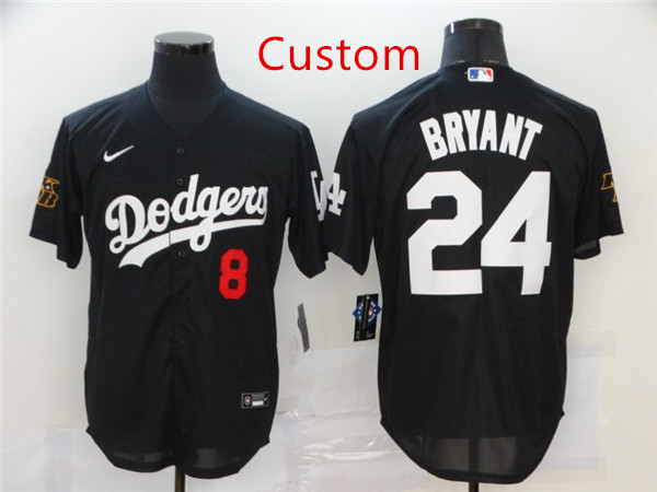 Custom Dodgers Black White Number Jersey Custom Dodgers Black White Number Jersey