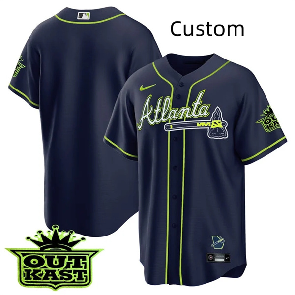 Custom MEN'S ATLANTA BRAVES OUTKAST Atliens COOL BASE JERSEY -ALL STITCHED Custom MEN'S ATLANTA BRAVES OUTKAST Atliens COOL BASE JERSEY -ALL STITCHED
