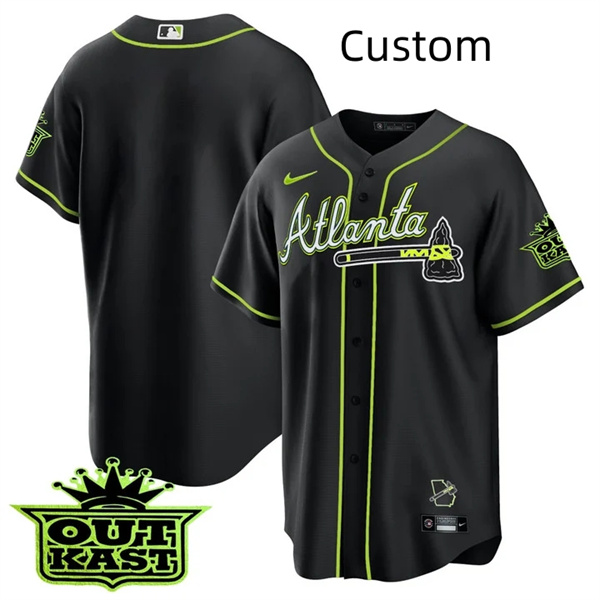 Custom MEN'S ATLANTA BRAVES OUTKAST Black COOL BASE JERSEY -ALL STITCHED Custom MEN'S ATLANTA BRAVES OUTKAST Black COOL BASE JERSEY -ALL STITCHED