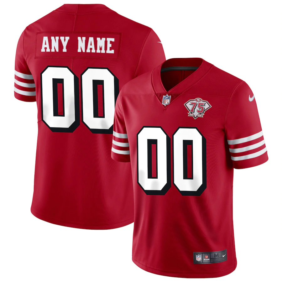 Custom Men's 49ers 75th Anniversary Alternate Scarlet Vapor limited Jersey Custom Men's 49ers 75th Anniversary Alternate Scarlet Vapor limited Jersey