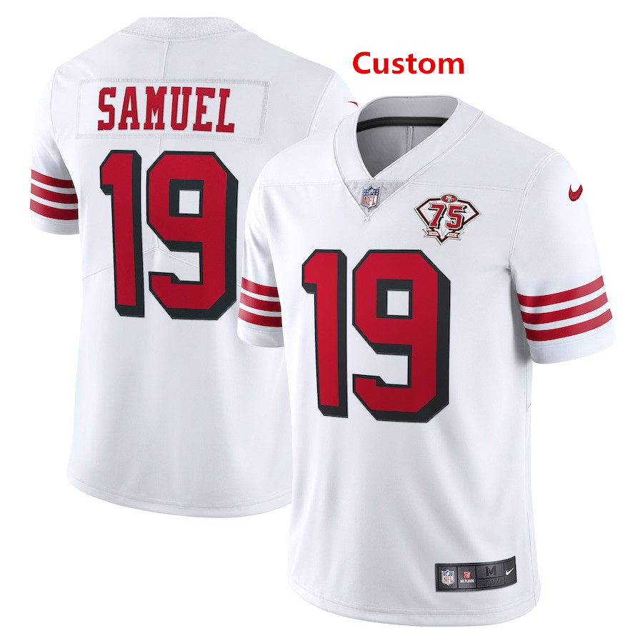 Custom Men's 49ers 75th Anniversary Alternate White Vapor limited Jersey Custom Men's 49ers 75th Anniversary Alternate White Vapor limited Jersey