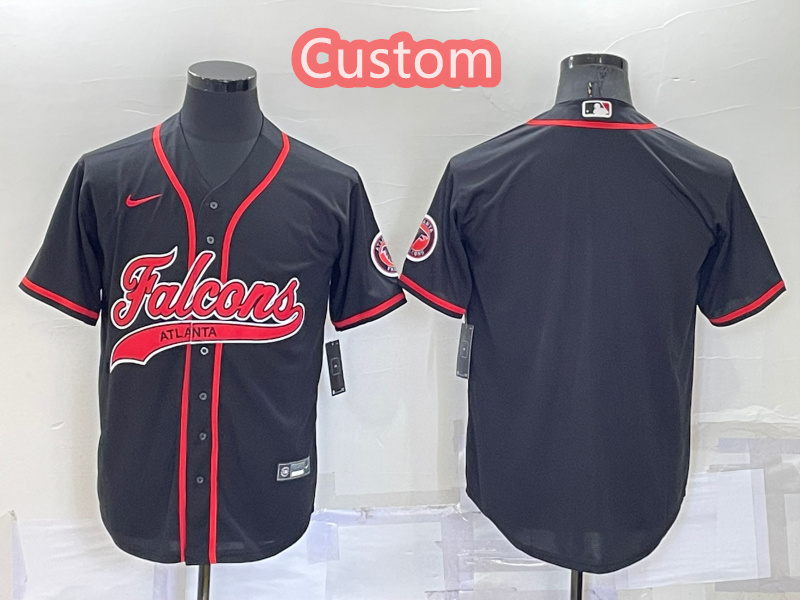 Custom Men's Atlanta Falcons Black Cool Base Stitched Baseball Jersey Custom Men's Atlanta Falcons Black Cool Base Stitched Baseball Jersey