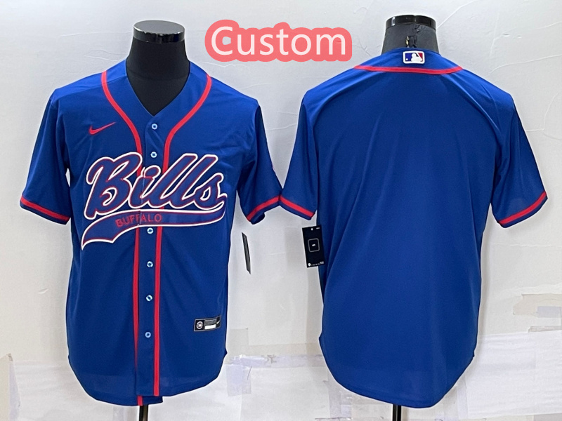Custom Men's Buffalo Bills Royal Cool Base Stitched Baseball Jersey