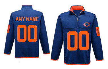 Custom Men's Chicago Bears Antigua Charcoal Fortune Sweater Knit Microfleece Quarter-Zip Pullover Player Jacket