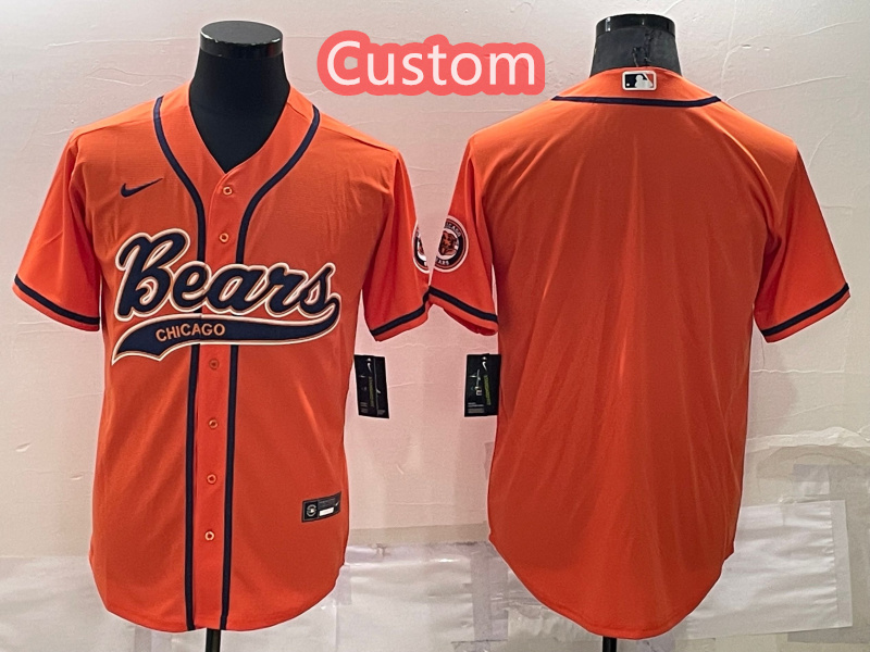 Custom Men's Chicago Bears Orange Stitched Jersey