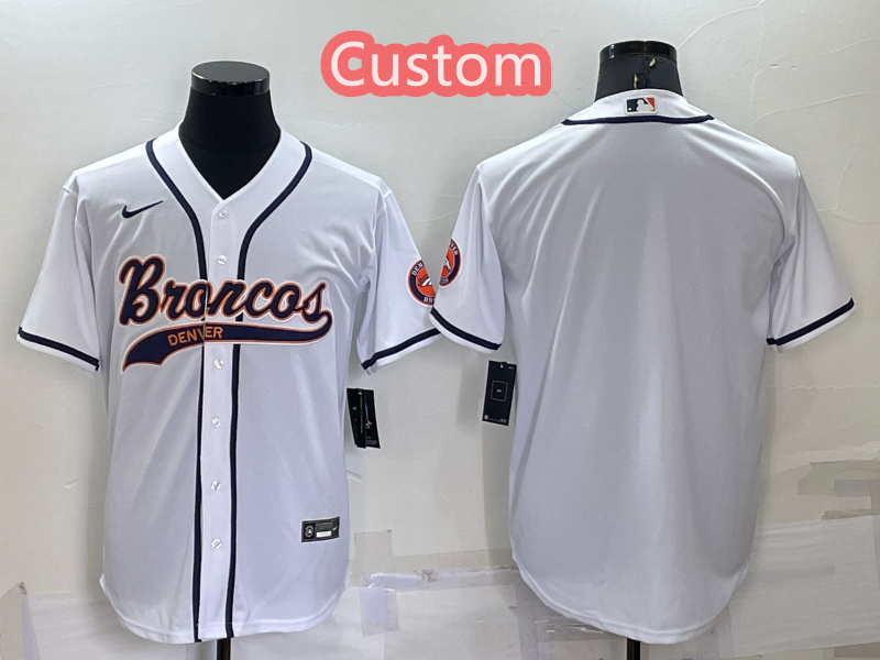Custom Men's Denver Broncos White Cool Base Stitched Baseball Jersey Custom Men's Denver Broncos White Cool Base Stitched Baseball Jersey