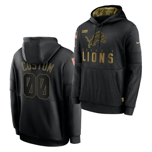 Custom Men's Detroit Lions 2020 Salute To Service Black Sideline Performance Pullover Hoodie Custom Men's Detroit Lions 2020 Salute To Service Black Sideline Performance Pullover Hoodie