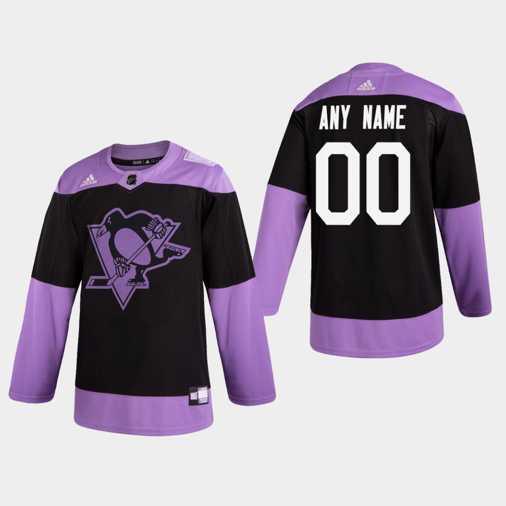 Custom Men's Fights Cancer Jersey Penguins Practice Hockey Jersey Custom Men's Fights Cancer Jersey Penguins Practice Hockey Jersey