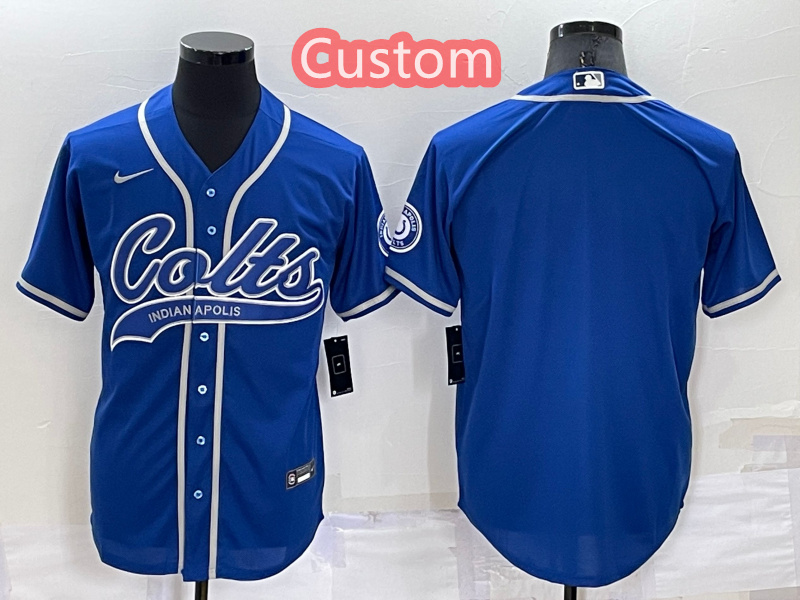 Custom Men's Indianapolis Colts Royal Cool Base Stitched Baseball Jersey Custom Men's Indianapolis Colts Royal Cool Base Stitched Baseball Jersey