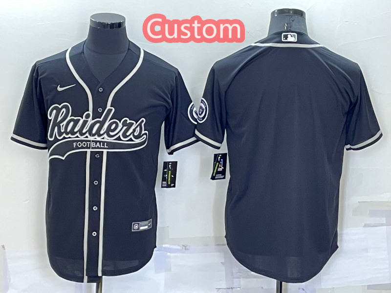 Custom Men's Las Vegas Raiders Black Cool Base Stitched Baseball Jersey Custom Men's Las Vegas Raiders Black Cool Base Stitched Baseball Jersey