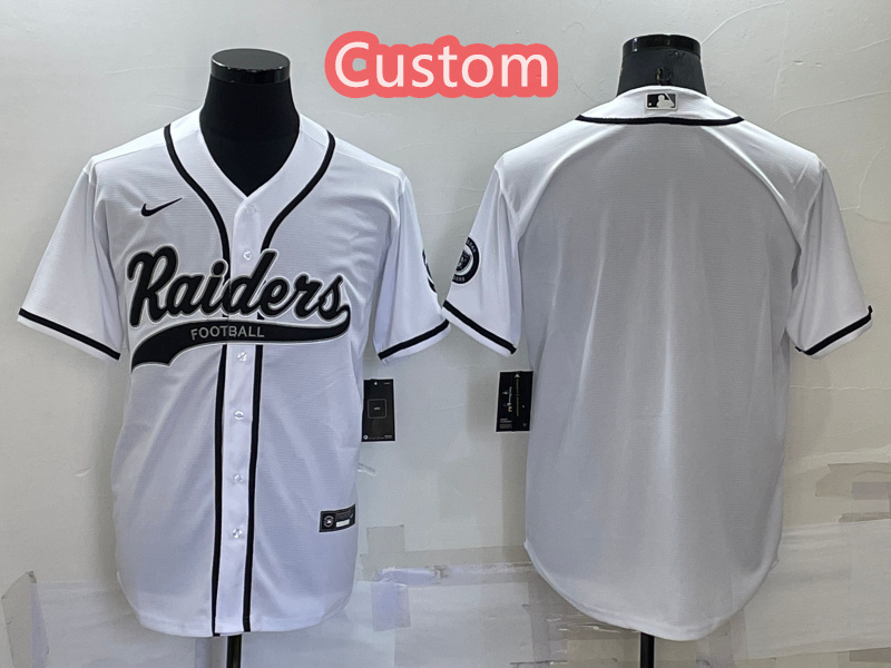 Custom Men's Las Vegas Raiders White Cool Base Stitched Baseball Jersey Custom Men's Las Vegas Raiders White Cool Base Stitched Baseball Jersey