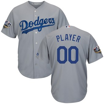 Custom Men's Los Angeles Dodgers Gray 2018 World Series Cool Base Jersey Custom Men's Los Angeles Dodgers Gray 2018 World Series Cool Base Jersey