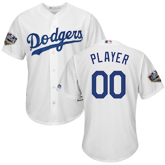 Custom Men's Los Angeles Dodgers White 2018 World Series Cool Base Jersey Custom Men's Los Angeles Dodgers White 2018 World Series Cool Base Jersey
