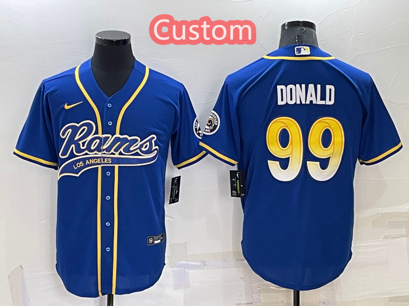 Custom Men's Los Angeles Rams Royal Cool Base Stitched Baseball Jersey Custom Men's Los Angeles Rams Royal Cool Base Stitched Baseball Jersey
